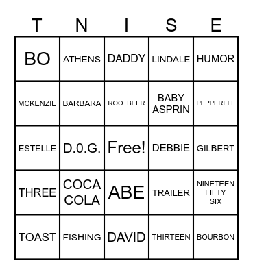 NISE'S 70th BIRTHDAY BINGO Card