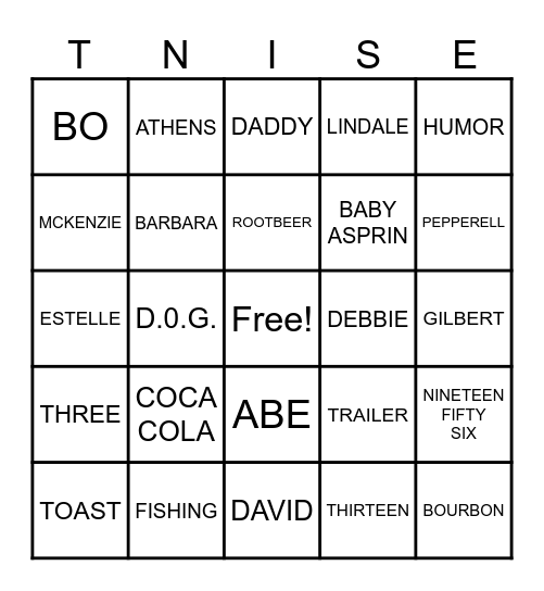 NISE'S 70th BIRTHDAY BINGO Card