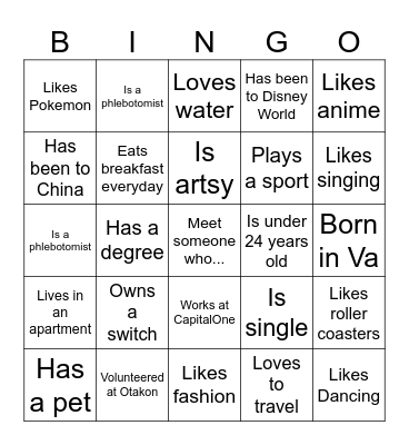 Meet Someone Who... Bingo Card