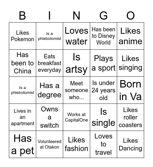 Meet Someone Who... Bingo Card