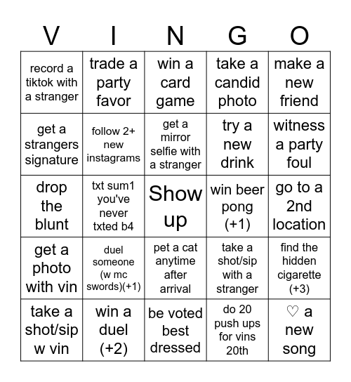 vins birthday bingo Card
