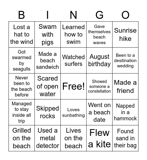 8 Bingo Card