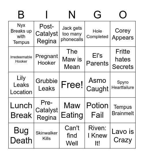Worst Thing Ever Bingo Card