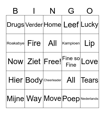 Muziek Bingo Card