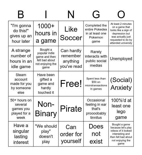Rose Bingo Card