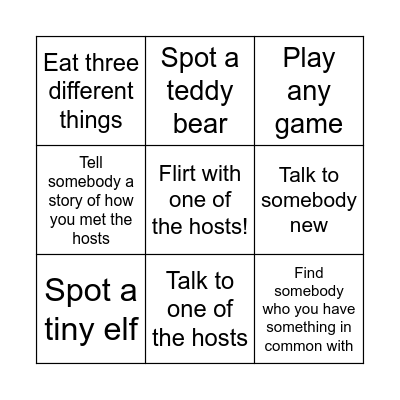 House Warming Party Bingo Card