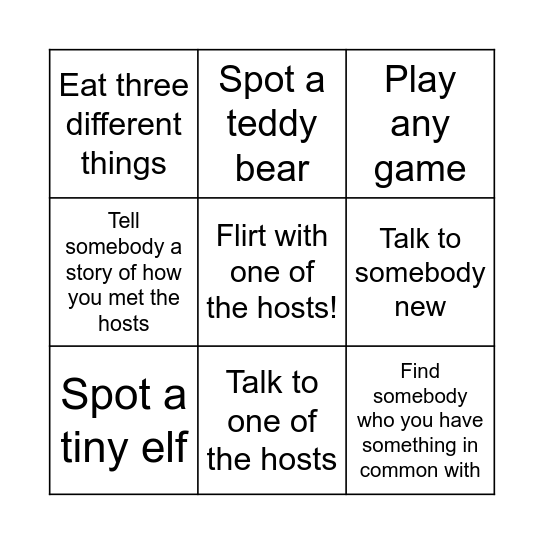 House Warming Party Bingo Card