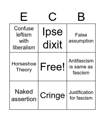 Enlightened Centrist Bingo Card