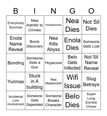 CRYPT RP!! Bingo Card