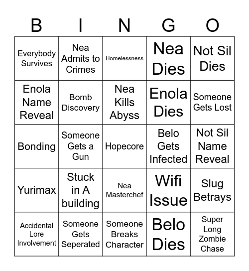 CRYPT RP!! Bingo Card