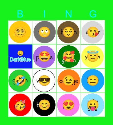 Colours Bingo Name Bingo Card
