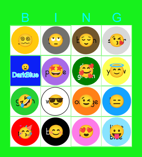 Colours Bingo Name Bingo Card