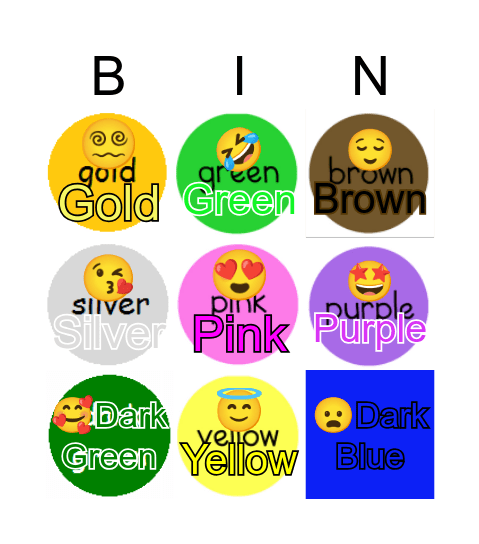 Colours Bingo Name Bingo Card