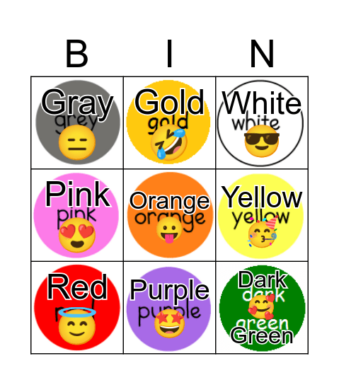 Colour Bingo Card