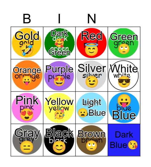 Colour Bingo Card