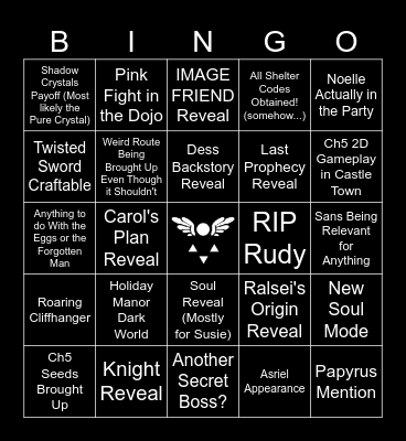 DELTARUNE Chapter 6 Bingo Card
