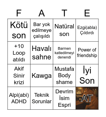 Final Destination One Shot Bingo Card