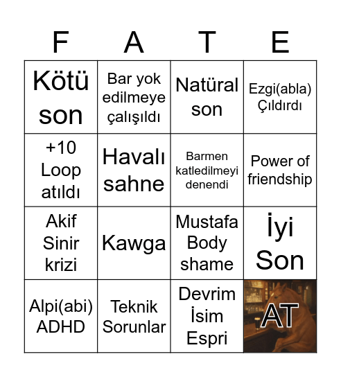 Final Destination One Shot Bingo Card