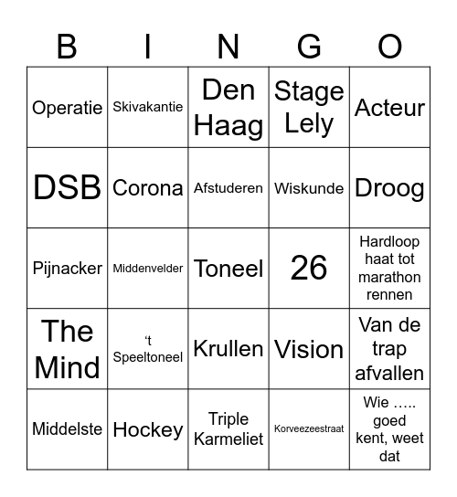 Ruben & Tibbe 21 Bingo Card
