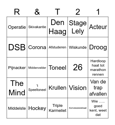 Ruben & Tibbe 21 Bingo Card