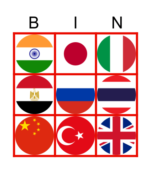 Flags Bingo 2 Bingo Card