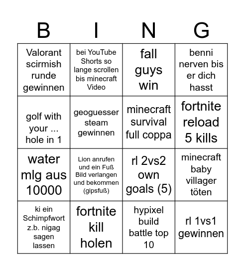 BP Bingo Card