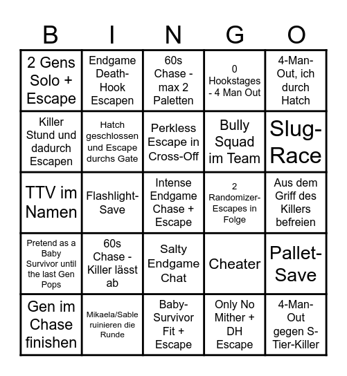 BINGO BY DAYLIGHT Bingo Card