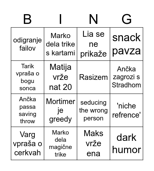 Untitled Bingo Card