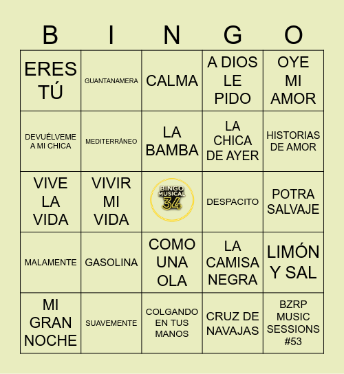 ÉXITOS EN ESPAÑOL Bingo Card