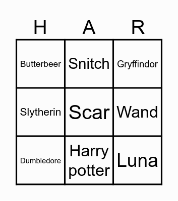 Harry Potter BINGO Card