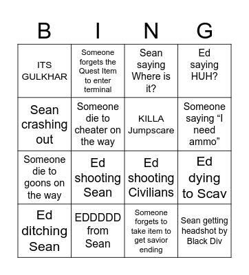 Terminal Bingo Card