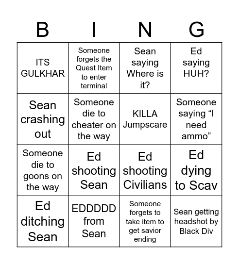 Terminal Bingo Card