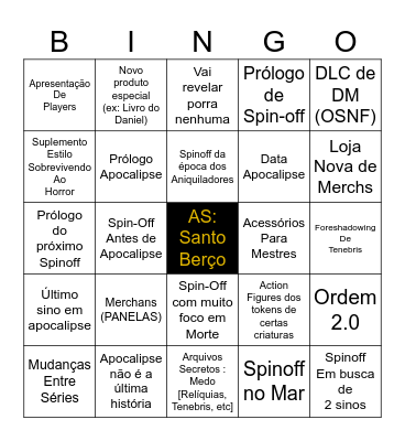 Bingo — Arquivos Secretos 08 Bingo Card