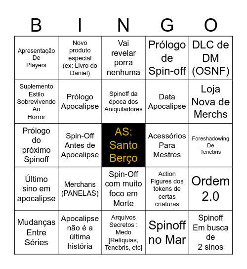 Bingo — Arquivos Secretos 08 Bingo Card