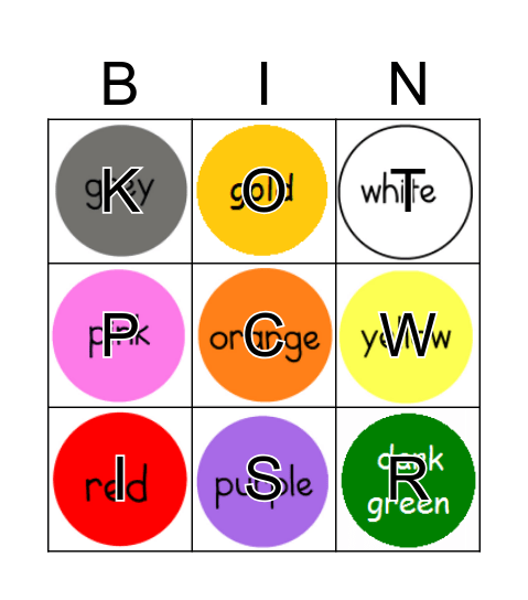 Colour Bingo Card