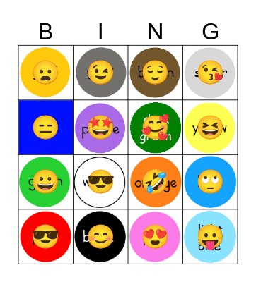 Colour Bingo Card