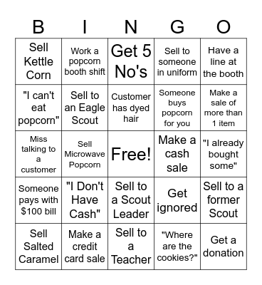 Popcorn Bingo Card