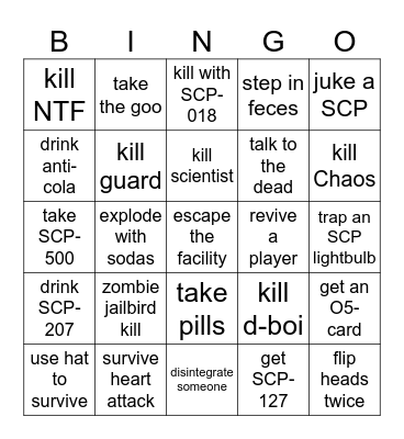 scp:sl bingo Card