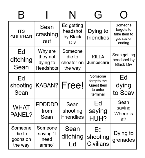 Terminal Bingo Card