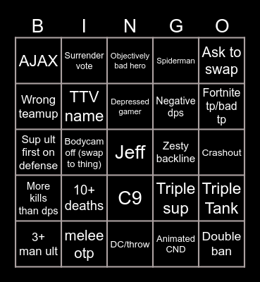 Marvel Rivals Bingo Card