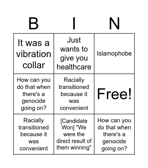 HASAN PIKER BINGO BARD Bingo Card