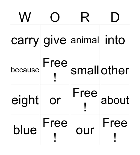 Gr.1 ~ Unit.4 Weeks 1, 2 Bingo Card