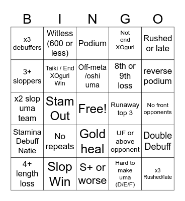 Umamusume CM 18 BINGO Card