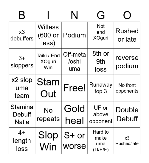 Umamusume CM 18 BINGO Card