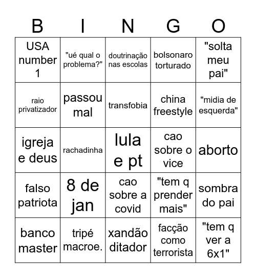 flavinho desmaio Bingo Card