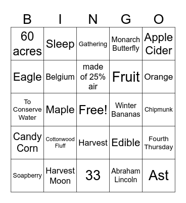 Valor Volunteers Bingo Card