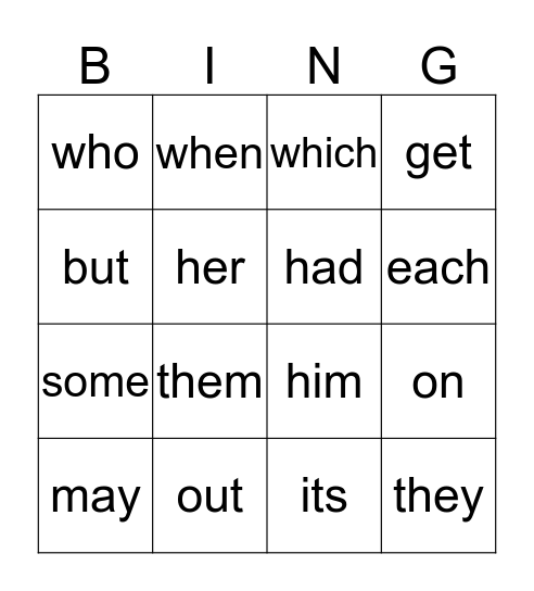 Quarter 3 Sight Words Bingo Card