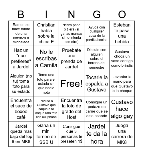 David Bingo Card
