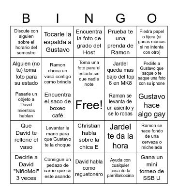 Esteban Bingo Card