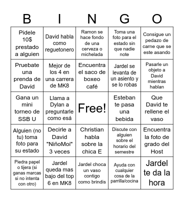 Gustavo Bingo Card